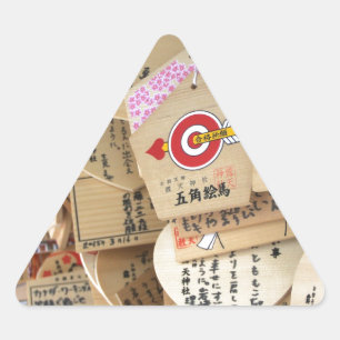 Japanese Shrine Wooden Dedications Triangle Sticker