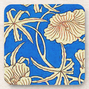 Japanese silk fabric - blue and beige coaster