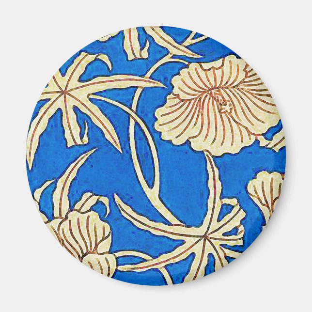 Japanese silk fabric - blue and beige magnet (Front)