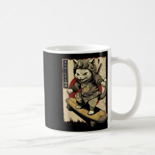 Japanese Skateboard Samurai Cat Tattoo Kawaii Ninj Coffee Mug
