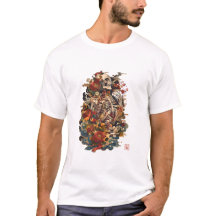 Japanese Skeleton Art | Gothic Floral Skull