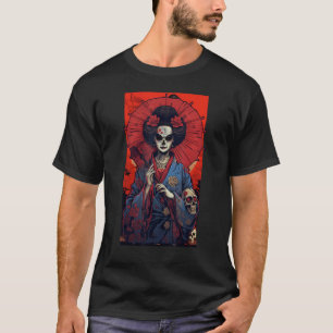 Japanese Skeleton Geisha Skull Geisha Graphic T-Shirt
