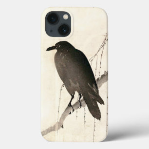 Japanese sketch of a raven iPhone 13 case