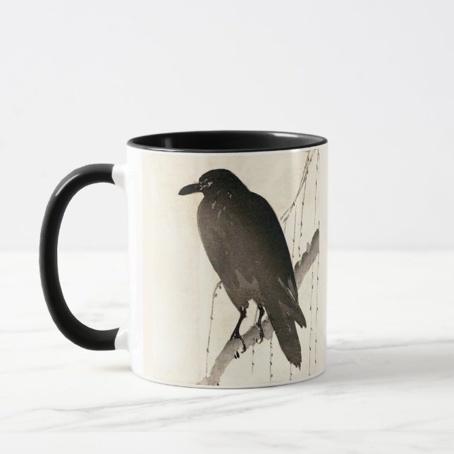 Japanese sketch of a raven mug (Left)