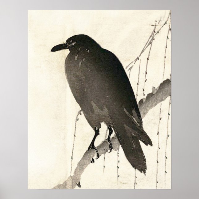 Japanese sketch of a raven poster (Front)