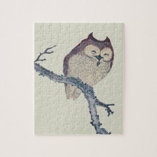 Japanese Sleeping Owl Night Artwork Jigsaw Puzzle