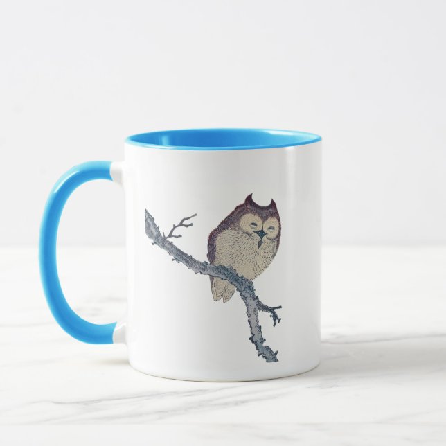Japanese Sleeping Owl Night Artwork Mug (Left)