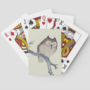 Japanese Sleeping Owl Night Artwork Playing Cards
