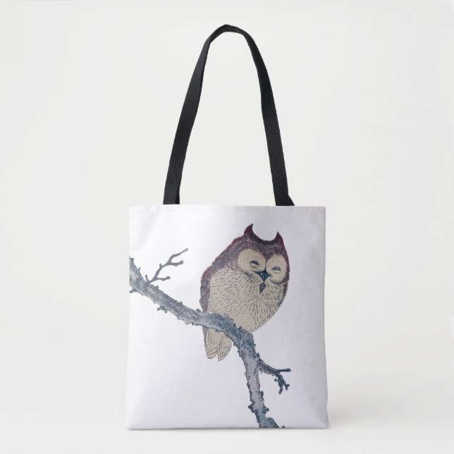 Japanese Sleeping Owl Night Artwork Tote Bag (Front)