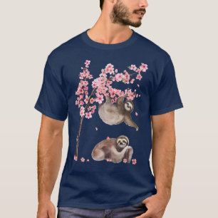 Japanese Sloth Cherry Blossom Flower Sakura Tree V T-Shirt