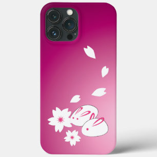 Japanese Snow Rabbits and Sakura iPhone 13 Pro Max Case