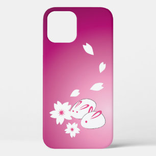 Japanese Snow Rabbits and Sakura iPhone 12 Case