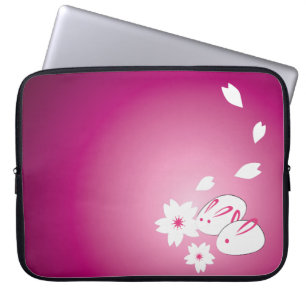 Japanese Snow Rabbits and Sakura Laptop Sleeve