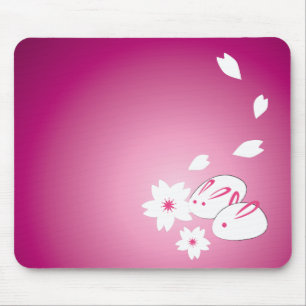 Japanese Snow Rabbits and Sakura Mouse Pad