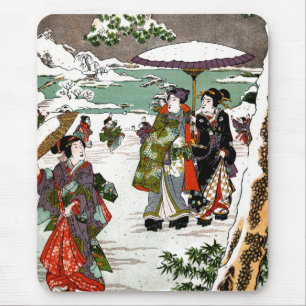 Japanese Snowscape Mouse Pad