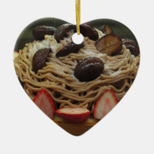 Japanese Spaghetti & Strawberry Cake Ceramic Ornament