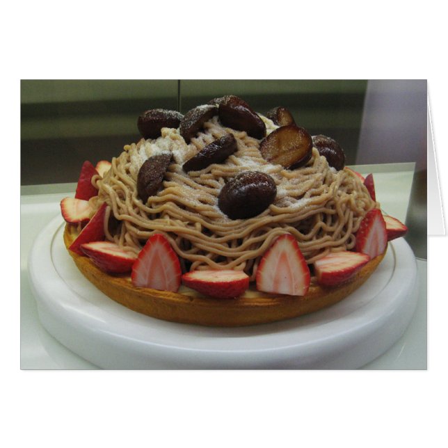 Japanese Spaghetti & Strawberry Cake Greeting Card (Front Horizontal)