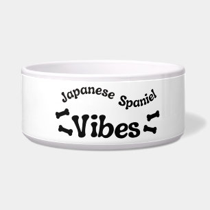 Japanese Spaniel Vibes Ceramic Dog Bowl