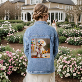 Japanese Spitz Art Denim Jacket