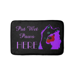 Japanese Spitz Black & Purple Funny Bath Mat