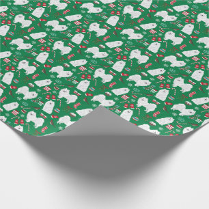 Japanese Spitz Christmas dog wrapping paper