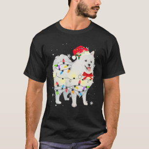 Japanese Spitz Dog Christmas Light Xmas Mom Dad Gi T-Shirt