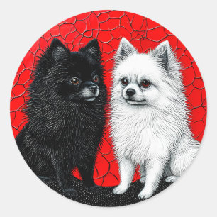 Japanese spitz dog classic round sticker