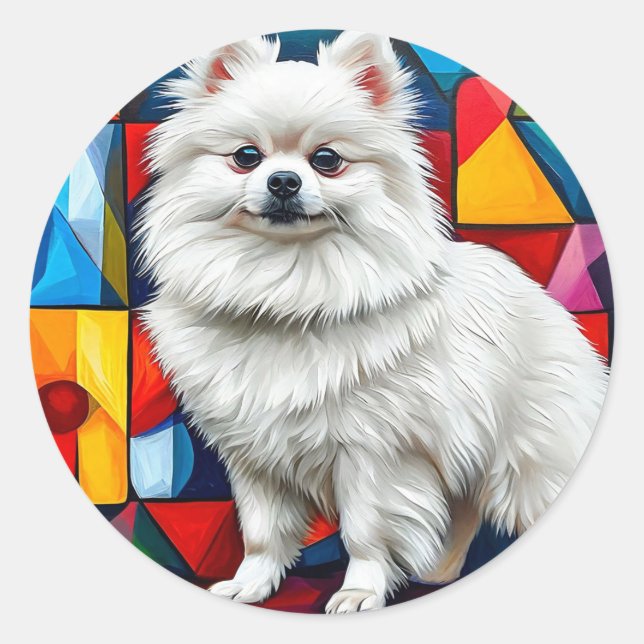Japanese spitz dog classic round sticker (Front)