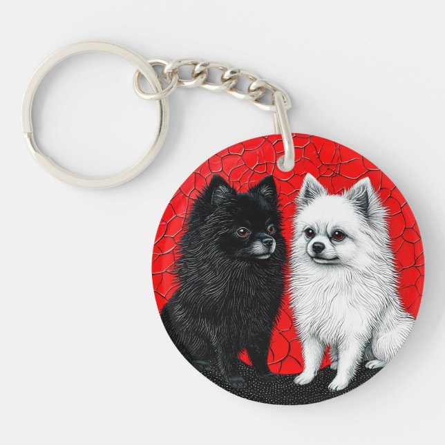 Japanese spitz dog key ring (Front)