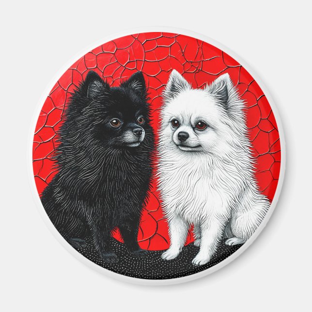 Japanese spitz dog magnet (Front)