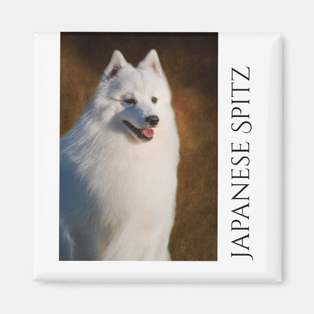 Japanese Spitz Fridge Magnet (Front)