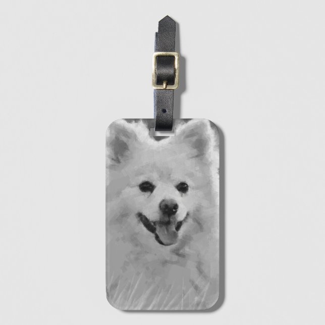 Japanese Spitz Luggage Tag (Front Vertical)