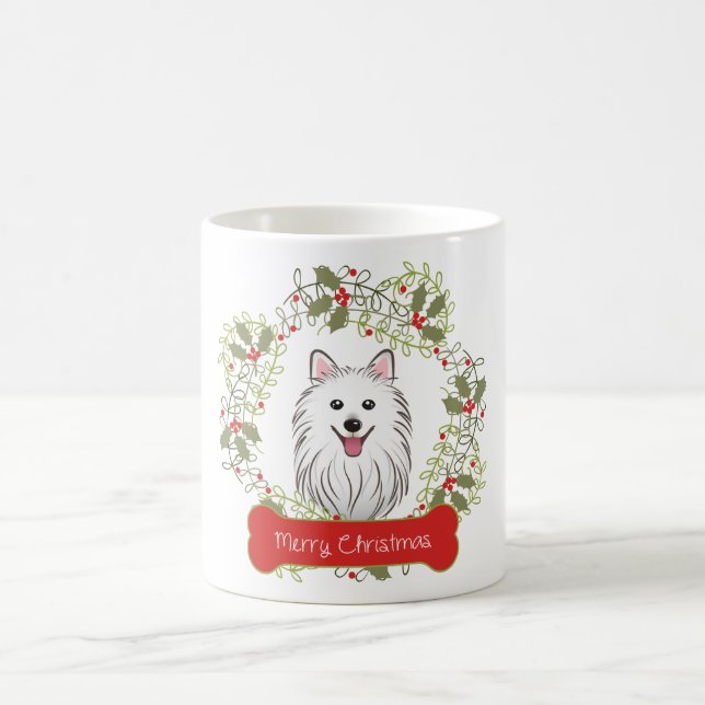 Japanese Spitz Merry Christmas Coffee Mug (Center)