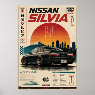 Japanese Sports Car Vintage Poster | Mount Fuji Wa