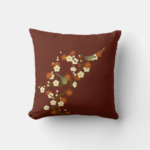 Japanese Spring Sweet Green Songbird Cushion