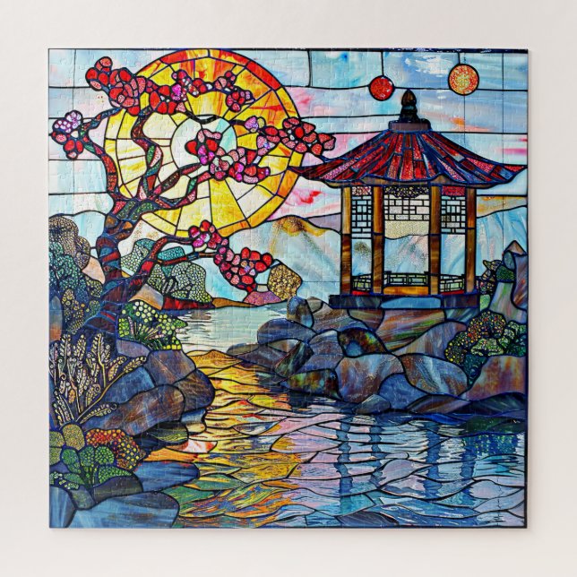 Japanese Stained Glass Art Puzzle (Vertical)