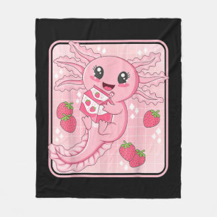 Japanese Strawberry Milk Anime Pink Kawaii Axolotl Fleece Blanket