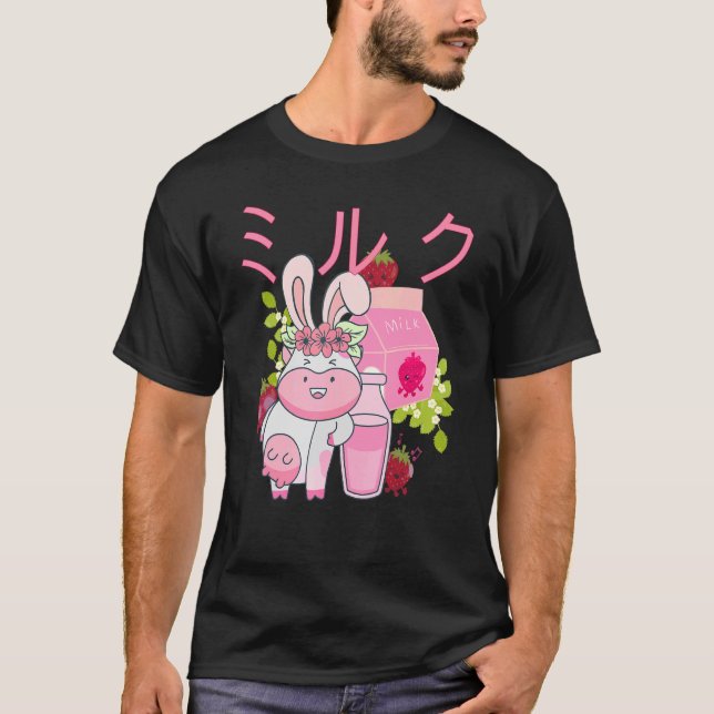 Japanese Strawberry Milk Pop Design T-Shirt (Front)