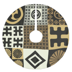Japanese style, black gold seamless patterns. brushed polyester tree skirt