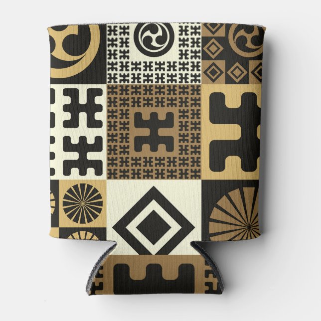 Japanese style, black gold seamless patterns. can cooler (Front)