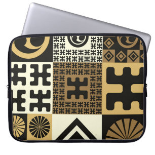 Japanese style, black gold seamless patterns. laptop sleeve