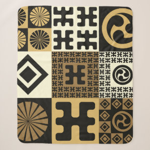 Japanese style, black gold seamless patterns. sherpa blanket