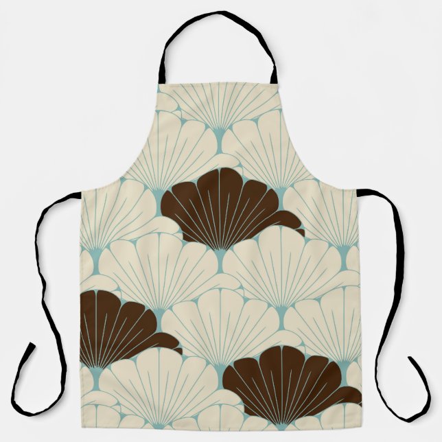 Japanese Style Blue Foliage Tile Apron (Front)