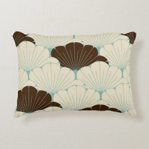 Japanese Style Blue Foliage Tile Decorative Cushion