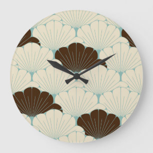 Japanese Style Blue Foliage Tile Large Clock