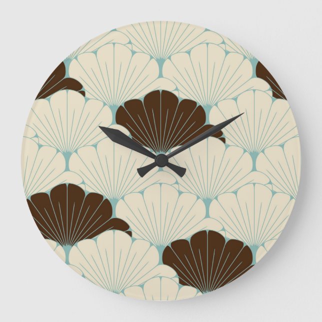 Japanese Style Blue Foliage Tile Large Clock (Front)