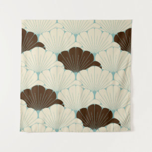 Japanese Style Blue Foliage Tile Tapestry
