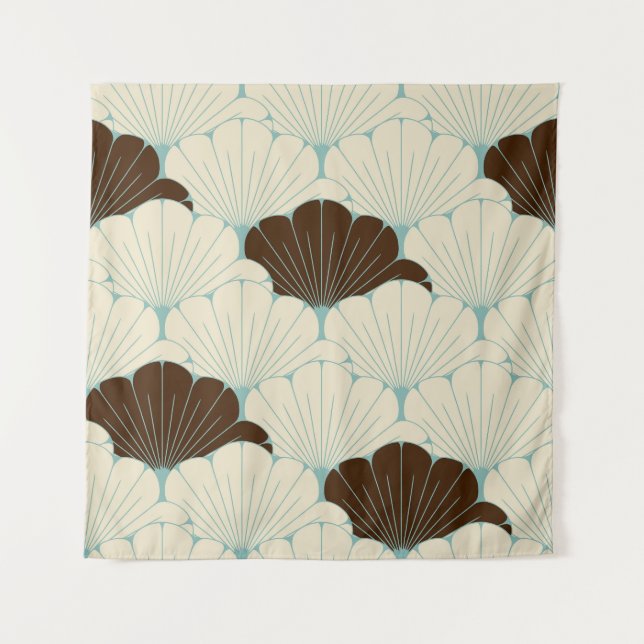 Japanese Style Blue Foliage Tile Tapestry (Front)
