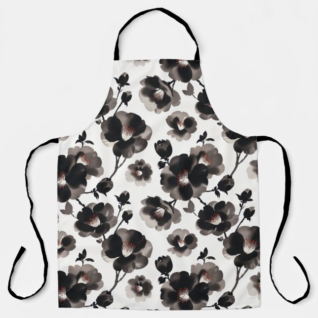 Japanese-style camellias apron (Front)