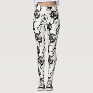 Japanese-style camellias leggings